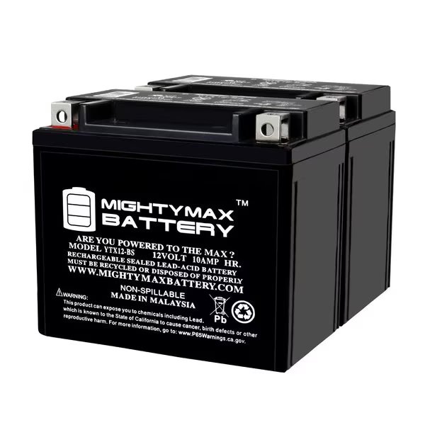 YTX12-BS 12V 10Ah Replacement Battery compatible with AGM Battery ETX12 - 2PK, Mighty Max Battery, Mfr#: MAX4034737